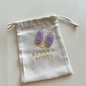 Kendra Scott Faceted Elle Drop Earrings Rhodium Purple Amethyst